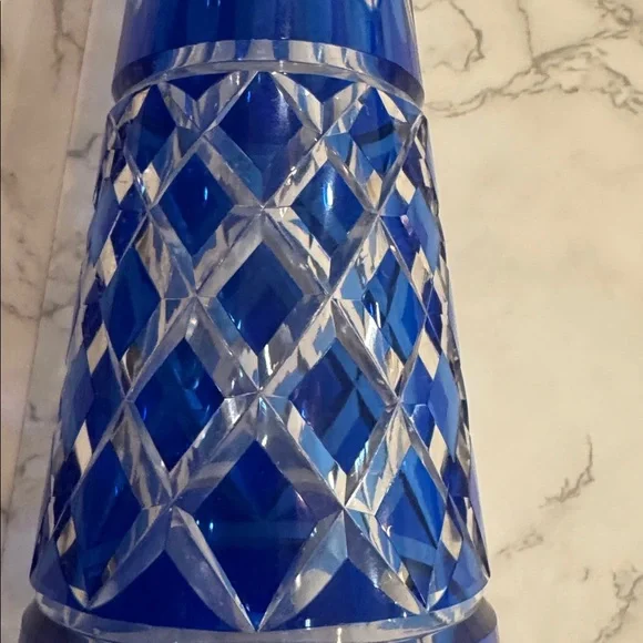 Vintage Elegant French Blue Crystal decanter or vase - Picture 2 of 4